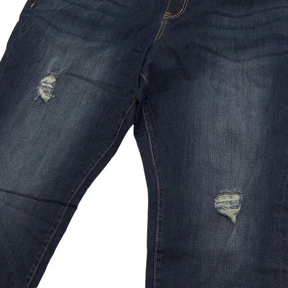 Torrid Denim Jeans Hi-Rise Dark Blue Wash 5 Pocket Stretch Raw Hem - Picture 10 of 12